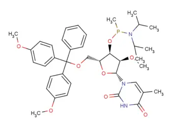 5'-O-DMTr-2'-OMe-5MeU-P-methyl phosphonamidite; 5'-O-DMTr-2'-O-methyl-5-methyluridine-3'-O-(P-methyl-N,N-diisopropylamino) phosphonamidite