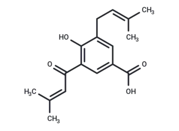 4-Hydroxy-3-(3-methyl-2-butenoyl)-5-(3-methyl-2-butenyl)benzoic acid